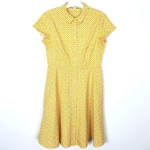 Boden Yellow Geometric Midi Dress